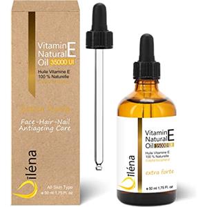 Oïléna Olio di vitamina E (tocoferolo) 100% naturale Vegano, trattamento viso antietà, struccante waterproof, corpo e capelli, unghie e cuticole, crema idratante riparatrice per le mani 50 ml