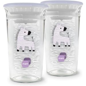 MAM Easy to Drink Cup 360° (Set da 2 x 290 ml), Tazza bambini 8m+ con valvola 360° a prova di perdita, Bicchiere antigoccia bambini portatile, Accessori neonato in Tritan trasparente, Lilla