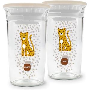 MAM Easy to Drink Cup 360° (Set da 2 x 290 ml), Tazza bambini 8m+ con valvola 360° a prova di perdita, Bicchiere antigoccia bambini portatile, Accessori neonato in Tritan trasparente, Neutro