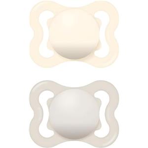MAM Air Succhietto 2-6 Mesi (Set da 2), Ciuccio MAM 2-6 mesi per pelli sensibili e delicate, Kit da 2 accessori neonato con tettarella in caucciù naturale e porta ciuccio sterilizzatore, Neutro/Grigio