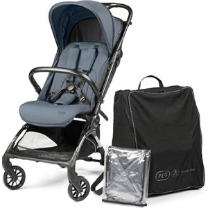 Peg Perego PEG Passeggino Leggero Volo con Parapioggia, per Aereo, Compatto, Omologato per Cappelliera, Misure Bagaglio a Mano, Adatto dalla Nascita fino a 22 kg, Include Borsa da Viaggio, Blue Cameo
