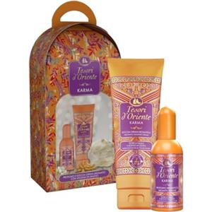 Tesori d'Oriente, Karma Set Regalo, Include Doccia Crema 250 ml, Profumo Aromatico 100 ml e Spugna da Bagno, Fragranza Fresca e Floreale, Note di Bergamotto, Nashi, Vaniglia e Fava Tonka