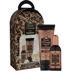 Tesori d'Oriente, Hammam Set Regalo, Include Doccia Crema 250 ml, Profumo Aromatico 100 ml e Spugna da Bagno, Fragranza Fiorita e Avvolgente, Note di Mandorlo, Vaniglia e Muschio