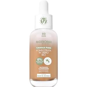 Deborah Milano - Fondotinta in Siero Biologico Formula Pura SPF 20, n.02 Nude, con Olio di Jojoba e Mix di Oli Biologici, Finish Luminoso, Texture Fluida e Leggera, Effetto No-MakeUp, 30 ml