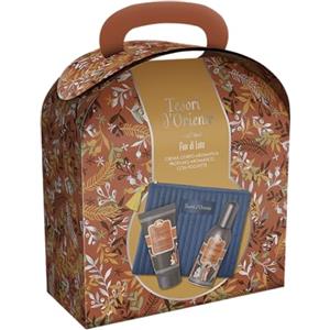 Tesori d'Oriente, Fior di Loto Set Regalo da Viaggio, Include Profumo Aromatico 100 ml, Crema Corpo Idratante 75 ml, e Pochette Elegante, Fragranze con Note Calde e Avvolgenti che Durano a Lungo