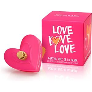 Agatha Ruiz de la Prada Perfumes - Love Love Love, Eau de Toilette Spray per Donne, Agrumi Fruttato con Note Floreali di Rosa e Gelsomino - 50 ml