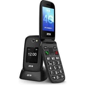 SPC Harmony 2 - Telefono cellulare per anziani | Pulsanti grandi, 4G, doppio display antigraffio (2,8"+1,77") | Pulsante SOS e profilo ICE | Volume 104dB, compatibile con apparecchi acustici, Nero