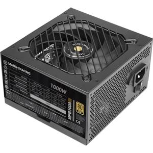 Mars Gaming MPB1000SI, Alimentatore PC ATX 1000W, 7 Anni di Garanzia, 80Plus Gold 90%, Ventola SI Extreme Silence con Nucleo in Rame e Alluminio, Tecnologie AI2-RPM, DC-DC e SMD, Nero