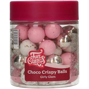 FunCakes Choco Crispy Balls Girly Glam - Perles di Cioccolato, Ottime per decorare torte, cupcake, biscotti, crostate e molto altro - Decorazione per torte - 130g
