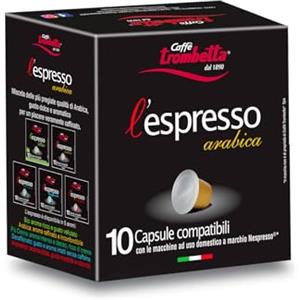 CAFFÉ TROMBETTA DAL 1890 Caffè Trombetta L'Espresso, Capsule Compatibili Nespresso, Arabica - 1 Confezione Da 10 Capsule