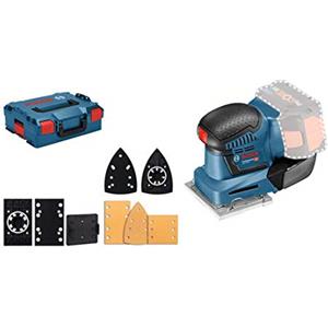 Bosch Professional 06019D0202 Levigatrice Orbitale GSS 18V-10 System, Ø Orbita 1.6 mm, 3 Piastre Base di Formati Diversi, Batterie e Caricabatteria Non Inclusi, Blu