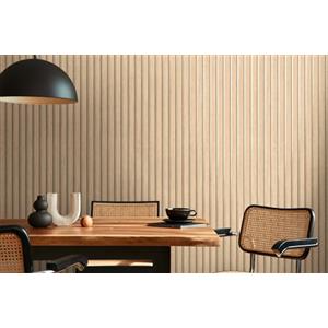 A.S. Création Carta da parati non tessuta con motivo a pannelli murali con effetto metallizzato 0,53 x 10,05 m - beige marrone oro metallizzato - Carta da parati effetto legno made in Germany - 786651