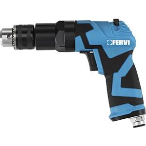 Fervi - Trapano Avvitatore ad Aria Reversibile con Mandrino da 10 mm, Selettore Senso di Rotazione, Scarico Aria Posteriore Girevole, per Foratura di Metalli, Legno e Plastica, Fai Da Te