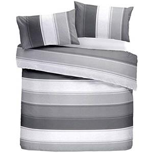 Fusion - Betley - Classic Wide Stripe Set Copripiumino, Doppio, Grigio