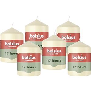 Bolsius - Candela a pilastro liscia - avorio - 8 x 6 cm - Non profumata - Cera vegetale naturale - Senza olio di palma