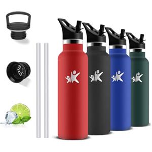 Grsta Borraccia, Borraccia Termica 500 ml, Senza BPA, Borracia con Cannuccia, Senza Perdite, Borracce Termiche, Acciaio Inossidabile 18/8, Bottiglia Termica per Scuole, Campeggio, Uffici, Caffè, Yoga