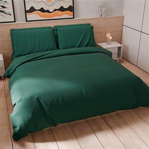 PETTI Artigiani Italiani - Set Copripiumino Singolo Maxi 220x155 cm (1 Federa 80x80 cm Inclusa), Parure Copripiumino Morbida Microfibra Tinta Unita Verde Smeraldo