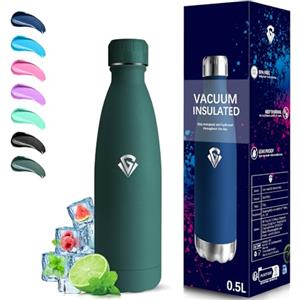 Grsta Borraccia Termica, 500 ml Borraccia Bambini, Senza BPA, Borraccie Acciaio Inox, Senza Perdite, Borracce Termiche, Acciaio Inossidabile 18/8, Borracce per Scuole, Uffici, Viaggio, Campeggio