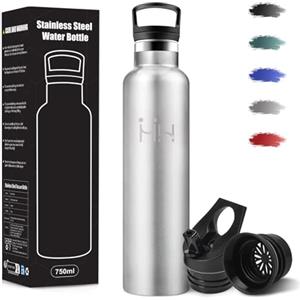 Motswedi Borraccia Termica, 1000 ml Senza BPA, Borracce Termiche, 18/8 Acciaio Inossidabile, Borraccia Acciaio Inox, Bottiglia Acqua Con Cannuccia e 2 Coperchi, Borracce per Palestra - Acciaio inossidabile