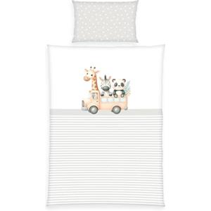 Herding babybest Set biancheria da letto per bambini, motivo reversibile Adventure Buddies, federa 40 x 60 cm, copripiumino 100 x 135 cm, con cerniera e risvolto, 100% cotone/renforcé