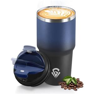HoneyHolly Termos Caffè 600 ML, Tazza termica Riutilizzabili Prova di Perdite, Bicchiere Termico, Acciaio Inox 304, Travel Mug per Caffè Caldo e Freddo, Latte e Tè