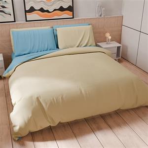 PETTI Artigiani Italiani - Set Copripiumino Singolo 150x200 cm (1 Federa 50x80 cm Inclusa), Parure Copripiumino Morbida Microfibra Tinta Unita Tortora - Celeste