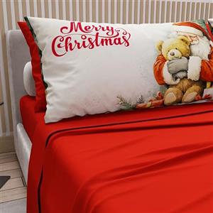 PETTI Artigiani Italiani - Lenzuola in Cotone con Federe in Stampa Digitale di Natale, Lenzuola Natalizie Due Piazze, Completo Letto Matrimoniale Natalizio, Xmas 12 Rosso, 100% Made in Italy