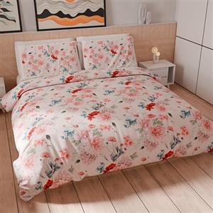 PETTI Artigiani Italiani - Set Copripiumino Matrimoniale 250x200 cm (2 Federe 50x80 cm Incluse), Parure Copripiumino Morbida Microfibra con Stampa Digitale Floreale 19 03 - Made in Italy