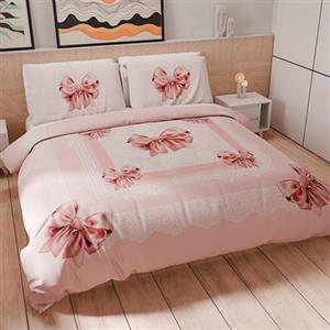 PETTI Artigiani Italiani - Set Copripiumino Matrimoniale Maxi 260x220 cm (2 Federe 75x50 cm Incluse), Parure Copripiumino Microfibra con Stampa Digitale Fiocco Rosa - Made in Italy