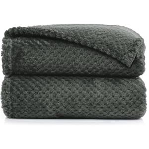 DecoKing Coperta Plaid Pile 70x150 cm per Letto Singolo Calda Accogliente e Spessa in Morbido Velluto Stile Scandinavo Per Letto Divano Sedia Tutte le Stagioni Grafite Henry