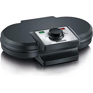 SEVERIN Macchina Per Waffel Duo, Per Realizzare Due Waffel Alla Volta, Con Rivestimento Antiaderente Per Due Waffle Classici A Forma Di Cuore, Potenza 1.200 W, Nero, WA 2106