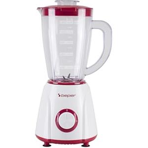 BEPER P102FRU501 Frullatore da Tavolo 1.5L - 400W, 4 Lame in Acciaio Inox, 2 Velocità + Funzione Pulse, Caraffa Graduata, Coperchio con Foro, Base Antiscivolo, Ideale per Frullati, Vellutate e Salse