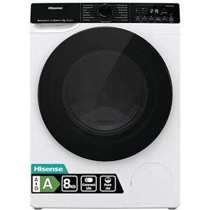 Hisense WF5V843BWSIT - Lavatrice Slim 8 kg, Classe A, 1400 rpm, Steam Wash, Hygiene Guard, Pure Jet, ConnectLife, Programma Rapido 15', Pause & Add, Display LED, Climate Pledge Friendly