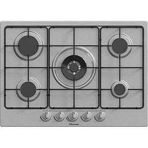 Hisense GM772XF Piano Cottura a Gas, 5 Zone di Cottura, Larghezza 70 cm, Bruciatore Wok Doppia Corona e Griglie smaltate, Accensione Integrata, Inox Anti Impronta ‎51x 70,99x 8,99 cm