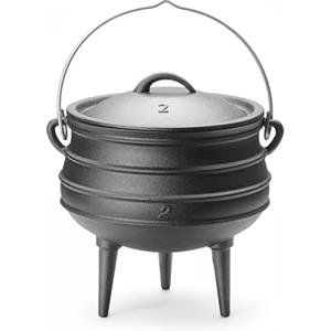 HENDI Pentola in ghisa a 3 gambe, tipo potjie sudafricano, con coperchio e manico ad arco, per fuoco aperto e forno, 6L, ⌀245x(H)280mm