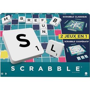 Mattel Games Scrabble - Gioco da tavolo familiare, con 2 modalità di gioco, 50 carte obiettivo incluse, per 2-4 giocatori, versione francese, giocattolo per bambini, 10 anni, HWD44