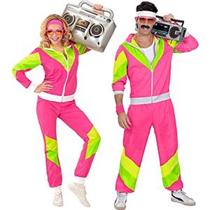 W WIDMANN MILANO Party Fashion - Tuta da ginnastica, giacca e pantaloni, outfit anni '80, tuta da jogging per carnevale e feste
