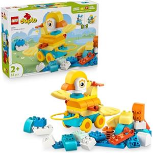 LEGO DUPLO Animali su Ruote 3 in 1 - Gioco Educativo in Mattoncini per Costruire un'Anatra o un Pesce o un Cane Giocattolo con Ruote e Maniglia - Regalo per Bambine e Bambini da 2 Anni in su - 10448