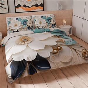 PETTI Artigiani Italiani - Set Copripiumino Matrimoniale 200x220 cm (2 Federe 80x80 cm Incluse), Parure Copripiumino Microfibra con Stampa Digitale Floreale 05 19 - Made in Italy