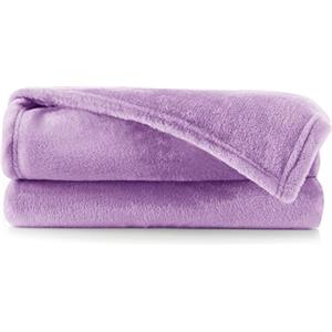 DecoKing Coperta Plaid Pile 200 x 220 cm per Letto Matrimoniale Calda Accogliente e Spessa in Morbido Velluto Per Letto Divano Sedia Tutte le Stagioni Lilla Mic