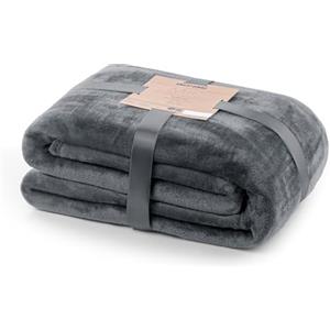 DecoKing Coperta Plaid Pile 200 x 220 cm per Letto Matrimoniale Calda Accogliente e Spessa in Morbido Velluto Per Letto Divano Sedia Tutte le Stagioni Grigio Mic