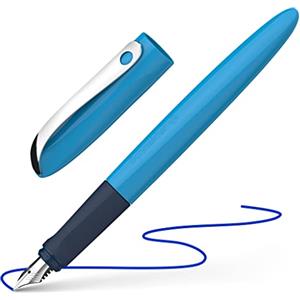 Schneider Wavy 162113 - Penna stilografica per mancini e destrimani, con molla per principianti, colore: Blu