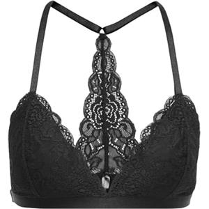 ONLY Onlchloe Lace Padded Racer Bralette Acc, Nero, L Donna
