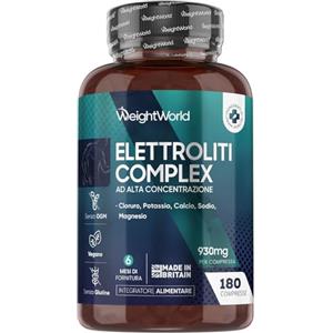 WeightWorld Elettroliti Vegani, 5 Sali Minerali, Magnesio, Potassio, Cloruro, Sodio Calcio, 6 Mesi di Scorta, 1 Compressa al Giorno, Elettroliti Integratore, Pre Workout, Post Workout, Electrolytes 180 Compresse