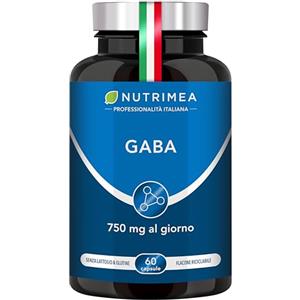 Laboratoires Nutrimea GABA | 750 mg | Stress e Ansia | Sonno | Rilassamento fisico e mentale | Concentrazione | Vegano | 60 Capsule