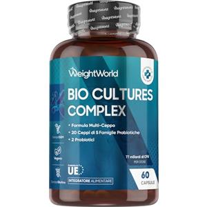 WeightWorld Fermenti Lattici Probiotici e Prebiotici, 77 Miliardi CFU, 20 Ceppi Batterici, Probiotici Donna e Uomo, Lactobacillus Gasseri, Lactobacillus Reuteri, Fermenti Lattici Adulti, Prebiotici con Inulina