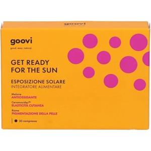 Goovi, Get Ready for the Sun, Integratore Alimentare per l'Esposizione Solare, Contribuisce alla Normale Pigmentazione della Pelle, Azione Antiossidante, Con Melone, Rame e Betacarotene, 30 Compresse