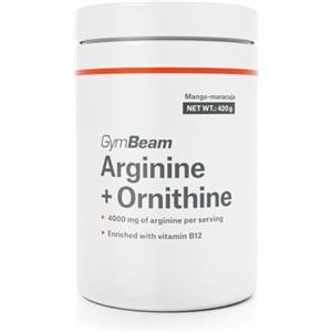 GymBeam L-Arginina + Ornitina, Integratore Funzionale con Vitamina B12, Benefici per Flusso Sanguigno Muscolare, Riduzione della Fatica, per la Salute della Psiche (420 g, Mango-Maracuja)