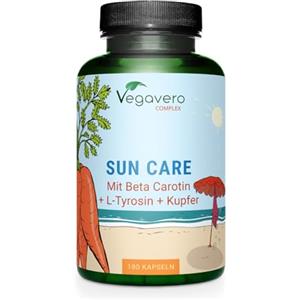 Vegavero Integratore ABBRONZATURA Vegavero® | 180 capsule | Attivatore Melanina* | con Betacarotene, Vitamina E (Tocoferolo), L-Tirosina, Oleuropeina, Rame e Zinco | Vegan