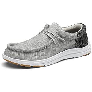 Bruno Marc Mocassini Casual da Uomo con Slip-on Supporto Plantare, Comode Antiscivolo Barca Scarpe,Size 46,Grigio,SBLS2302M